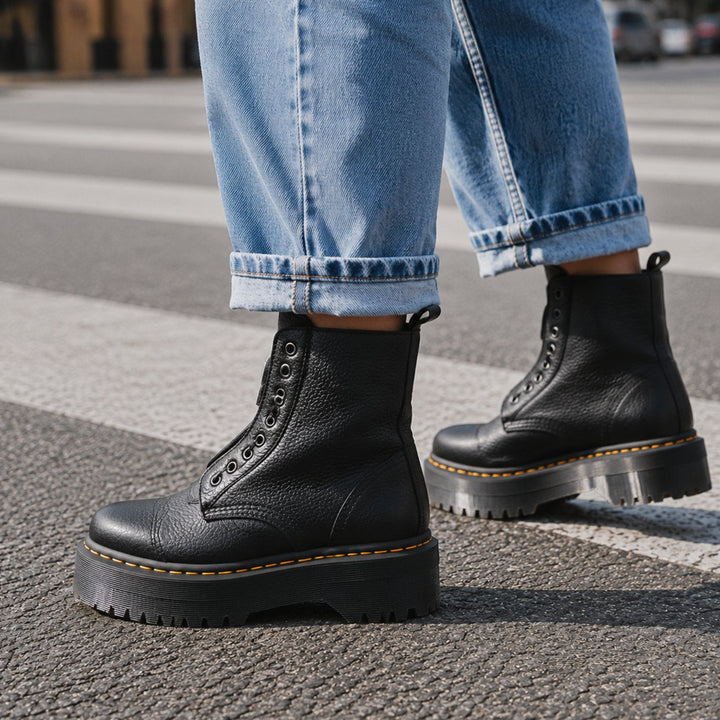 Nora | Women's Chunky Platform Ankle Boots – Easy Front Zip, Grippy Sole, Lace Detail