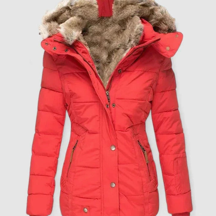 Sienna | Warm Faux-Fur Hooded Puffer Coat – Fitted Waist, Draught-Proof Front, Pockets
