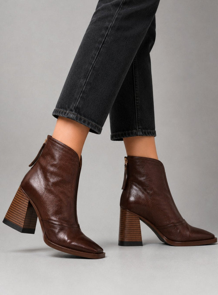 Hattie | Smart Block Heel Ankle Boots – Square Toe, Easy Zip, Office to Evening
