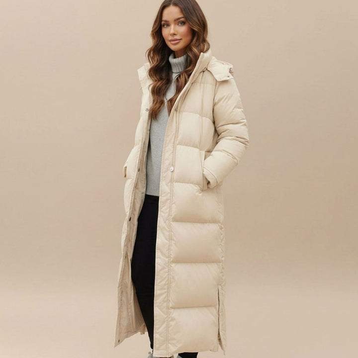 Scarlett | Warm Maxi Hooded Puffer Coat – Water-Resistant, Lightweight, Pockets
